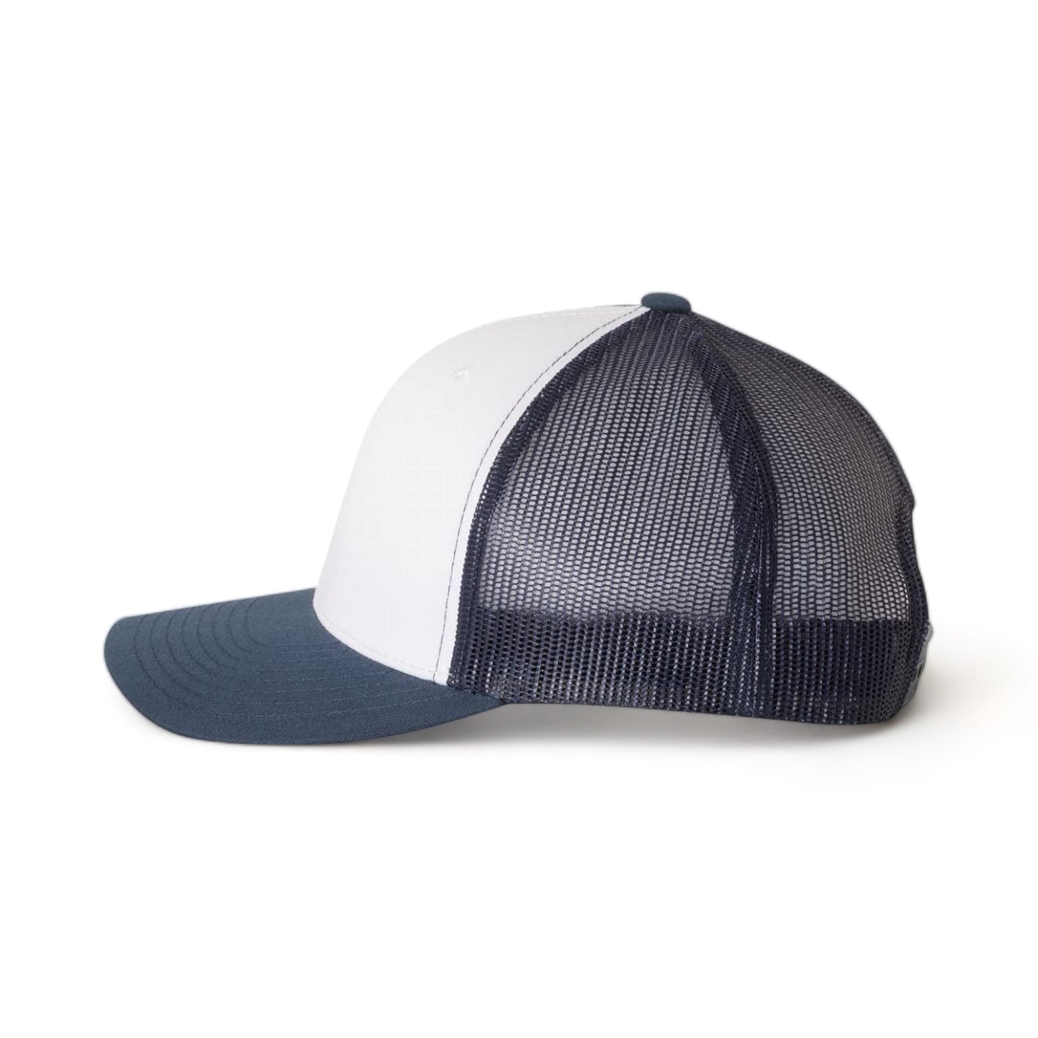 Side view of YP Classics 6606 custom hat in navy, white and navy