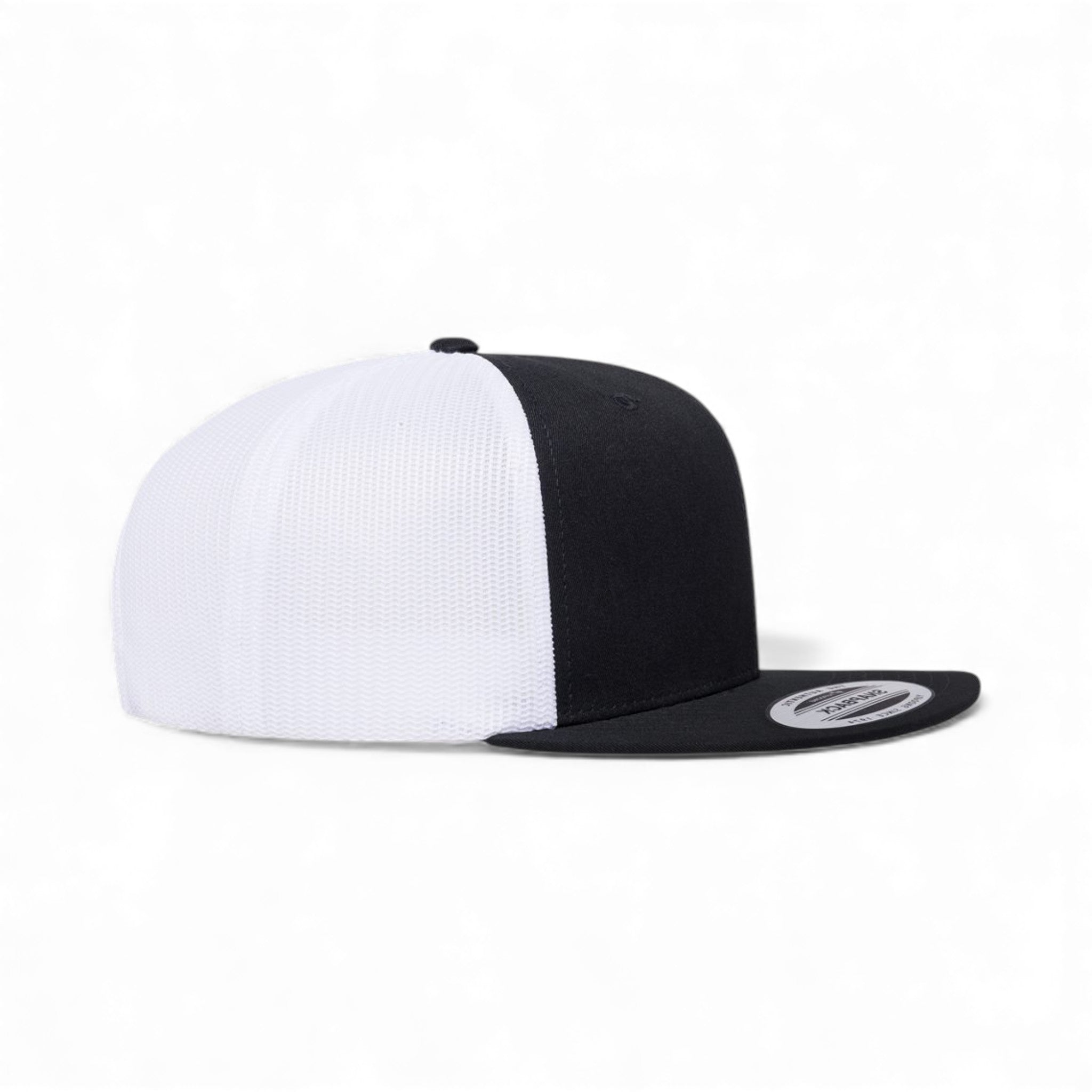 Right side view of YP Classics 6609 custom hat in black and white