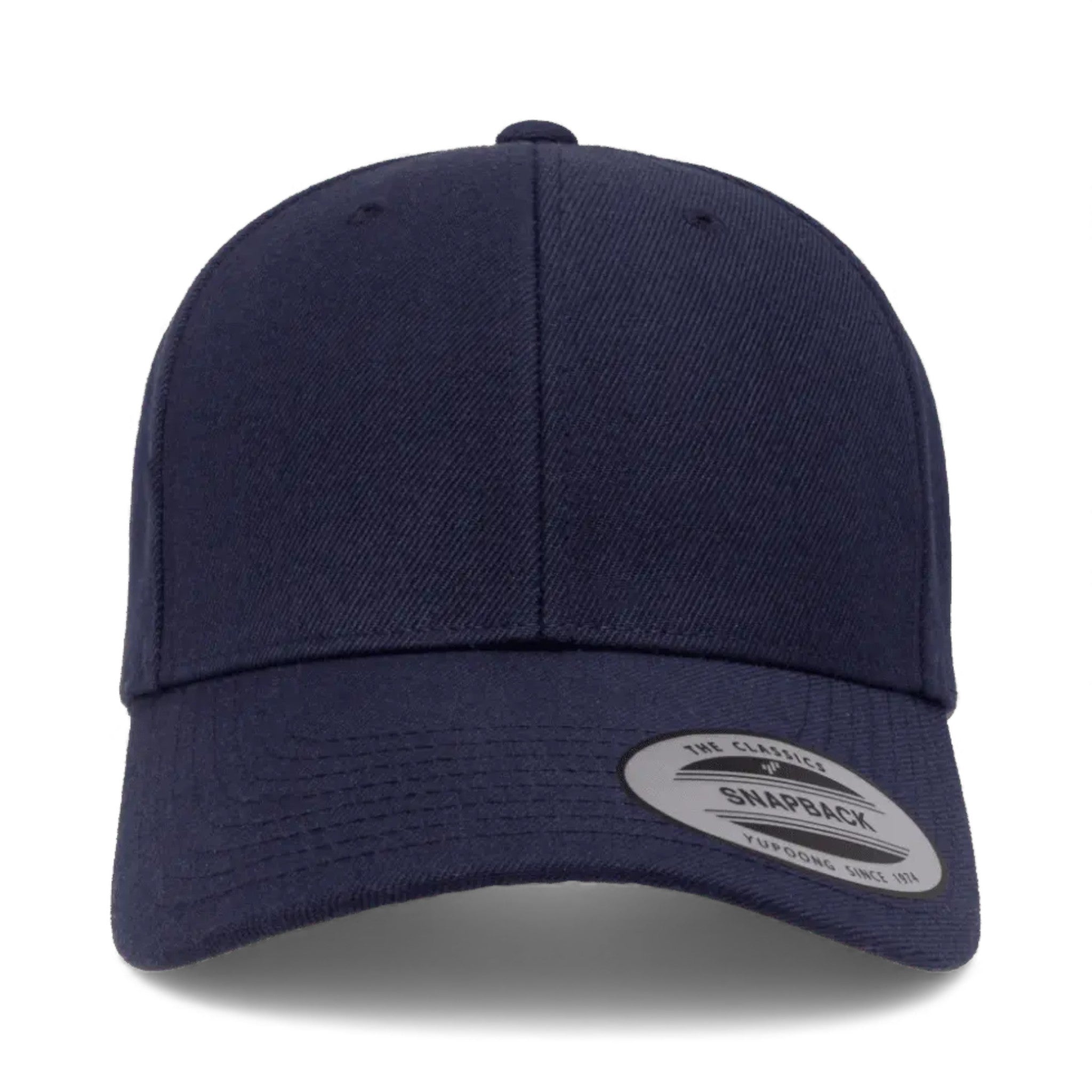 Front view of YP Classics 6789M custom hat in navy