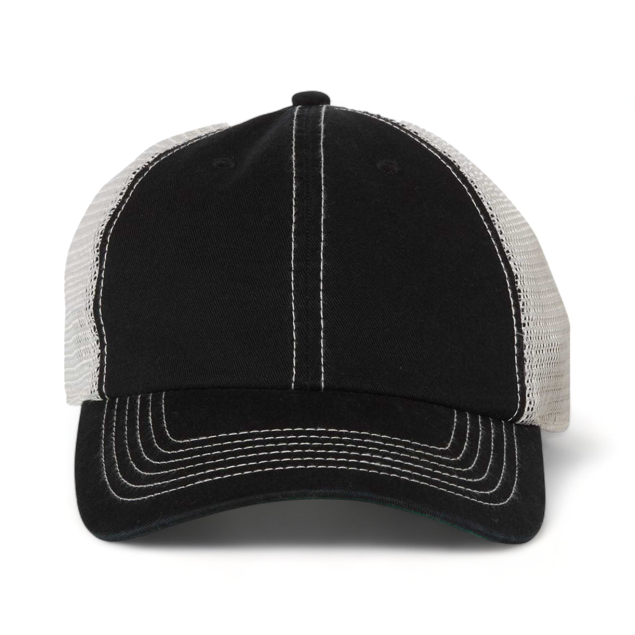 Front view of 47 Brand 4710 custom hat in black and stone