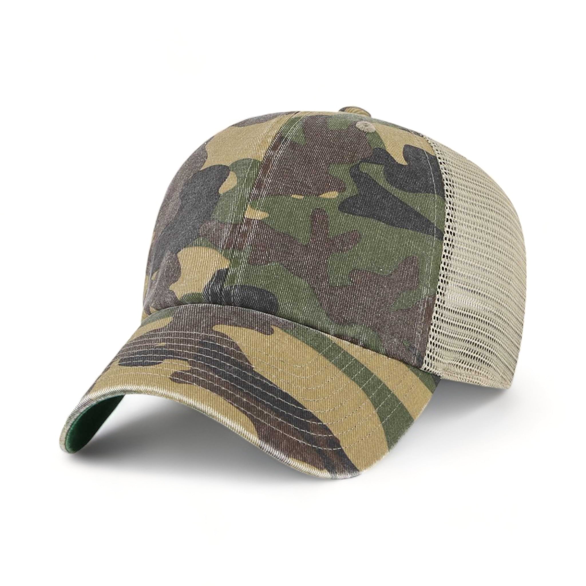 Front view of 47 Brand 4710 custom hat in camo green