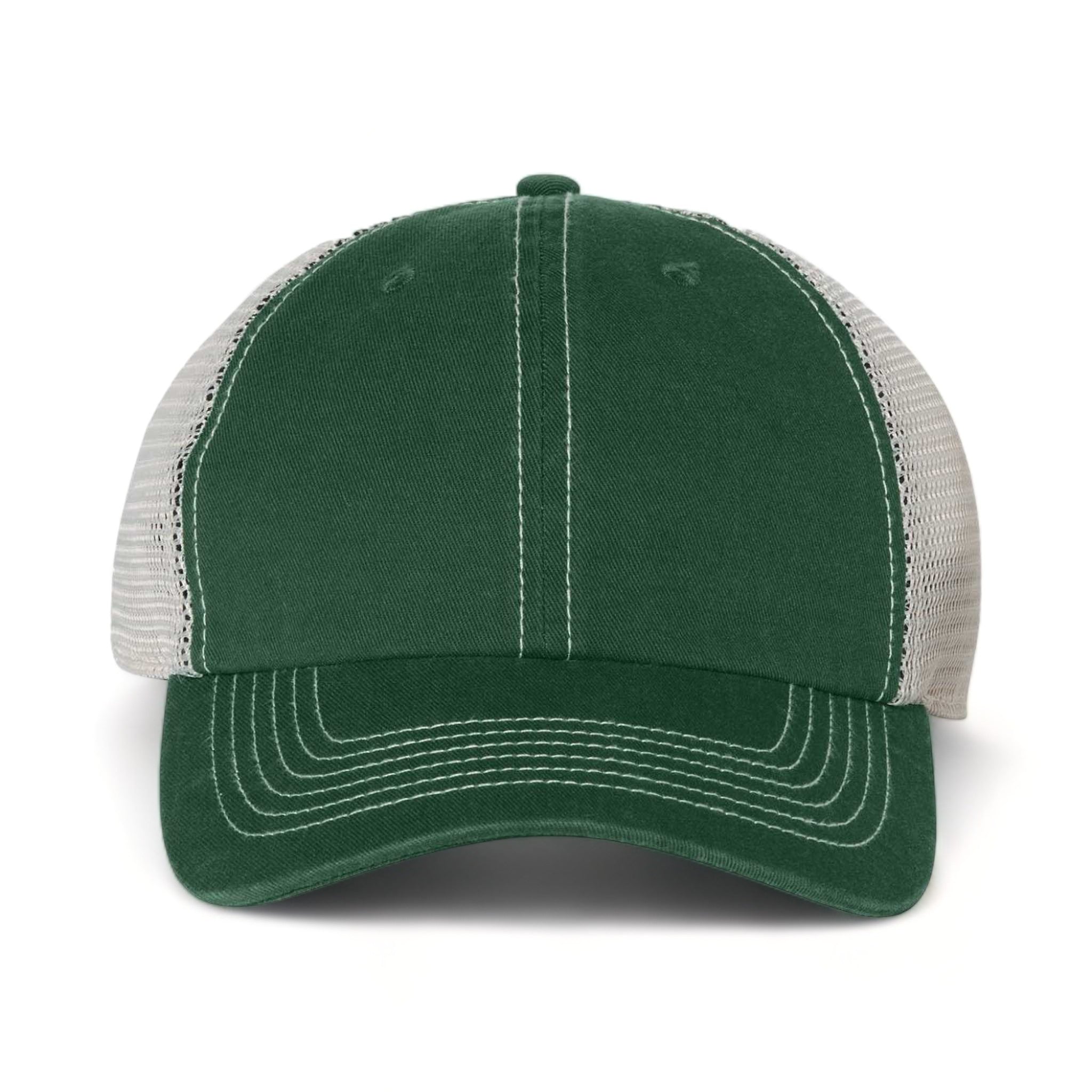 Front view of 47 Brand 4710 custom hat in dark green and stone