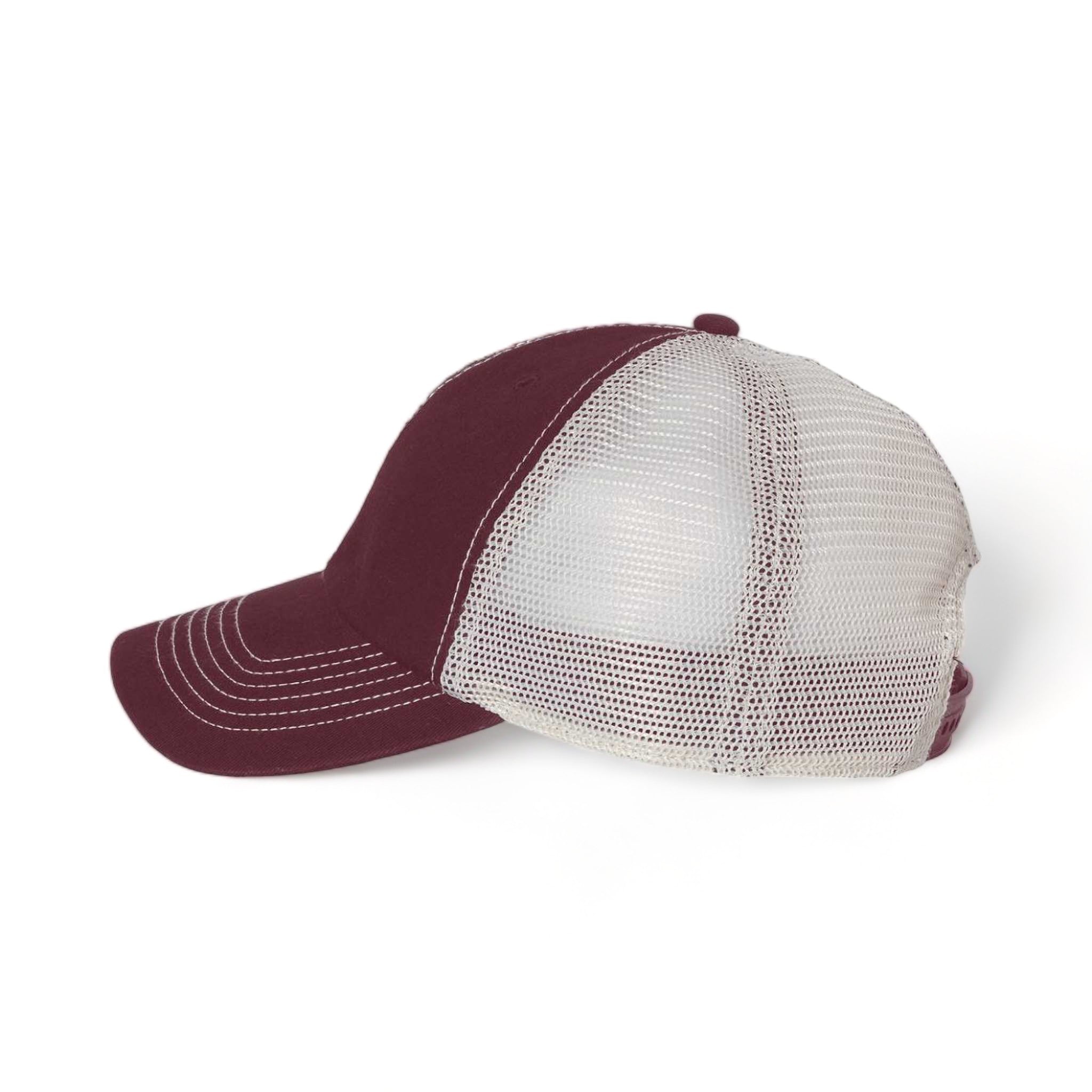 Side view of 47 Brand 4710 custom hat in dark maroon and stone