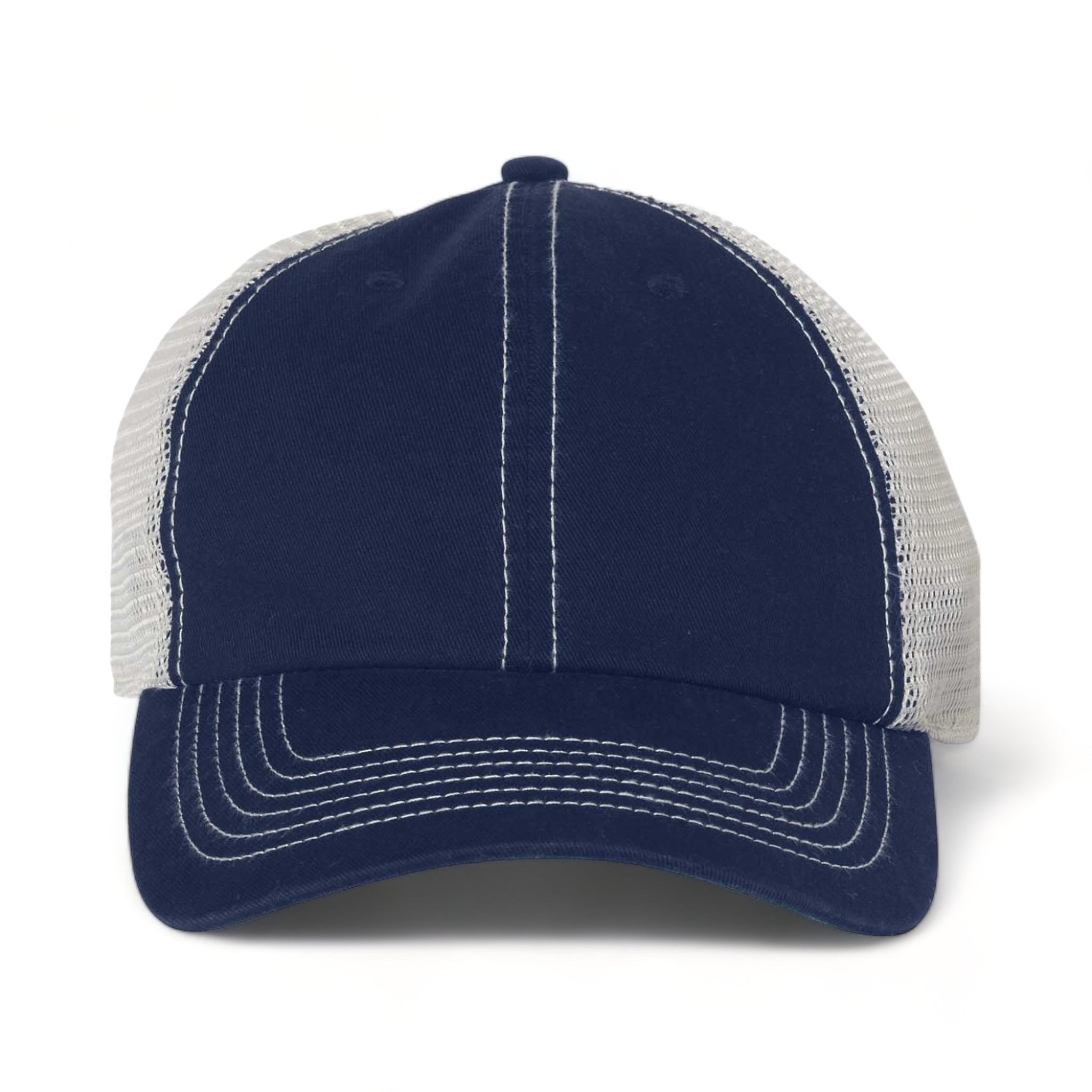 Front view of 47 Brand 4710 custom hat in navy and stone