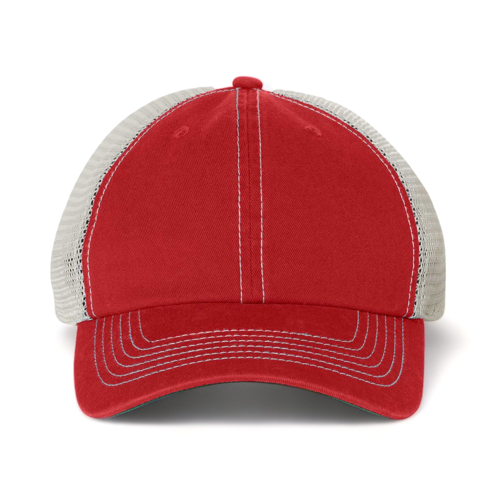 Front view of 47 Brand 4710 custom hat in red and stone