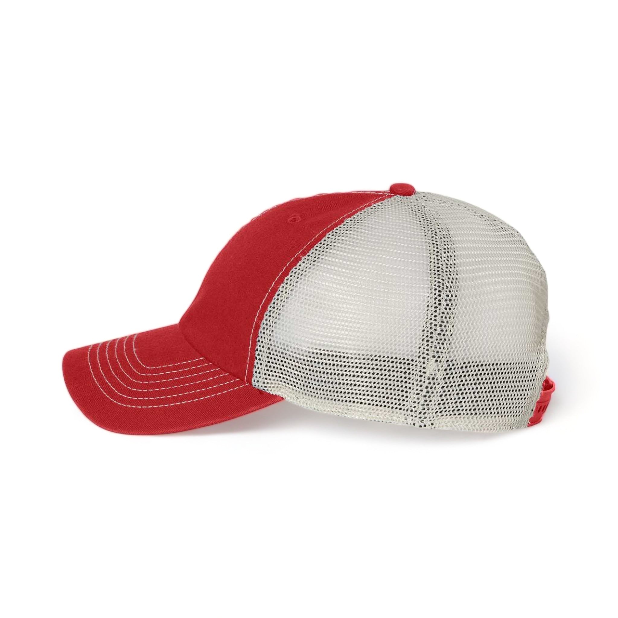 Side view of 47 Brand 4710 custom hat in red and stone