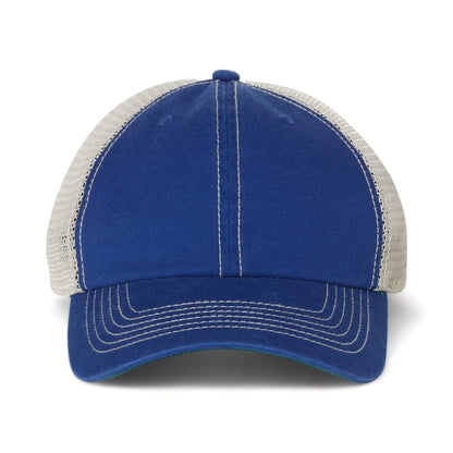 Front view of 47 Brand 4710 custom hat in royal and stone