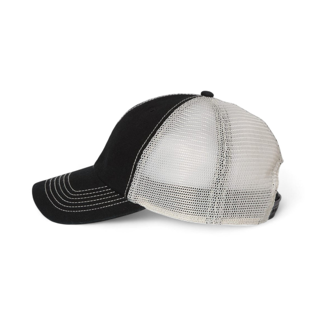 Left side view of 47 Brand 4710 custom hat in black and stone