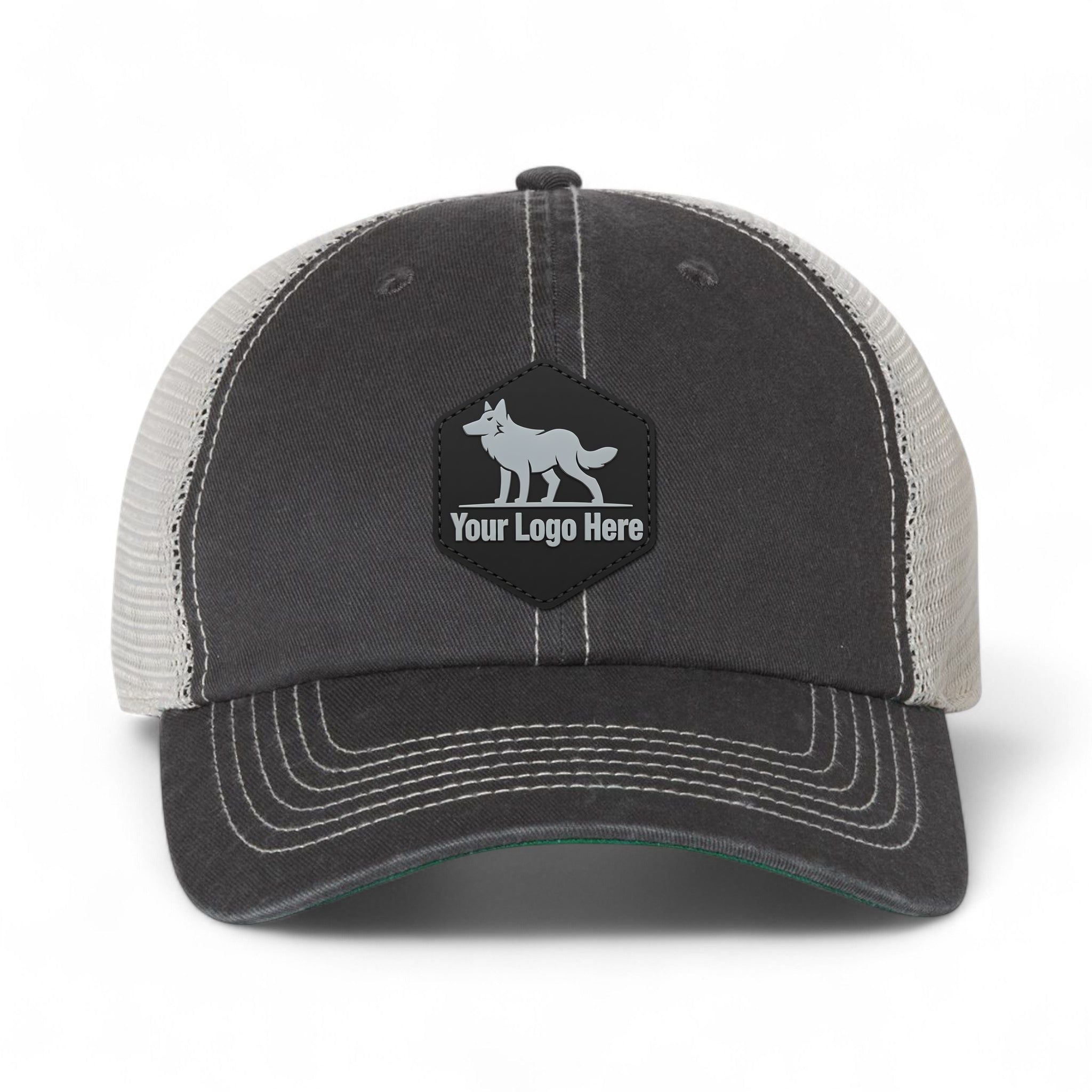 PVC patch preview of 47 Brand 4710 custom hat in charcoal and stone