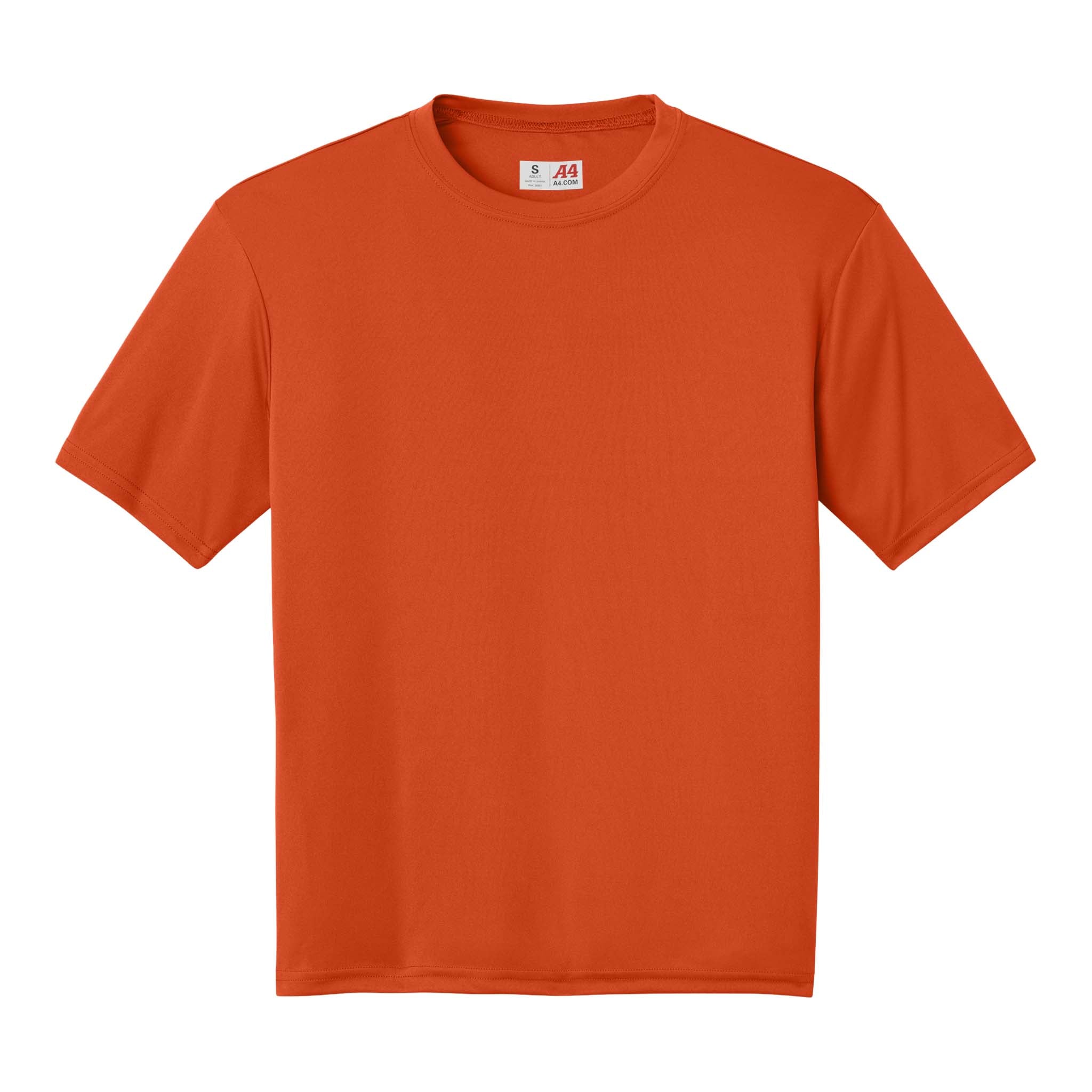 A4 N3142 custom short sleeve t-shirt in athletic orange, front view