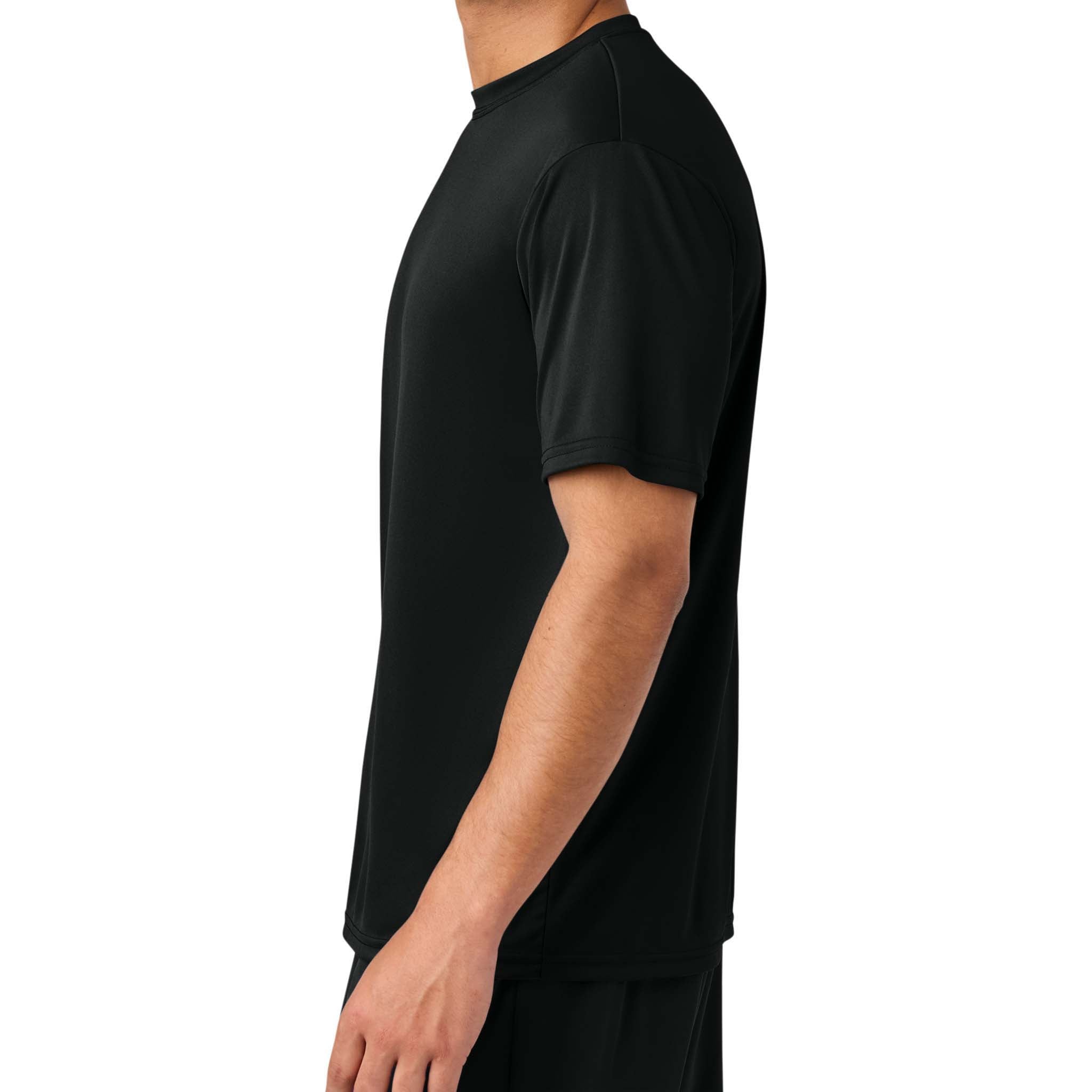 A4 N3142 custom short sleeve t-shirt in black, left side view