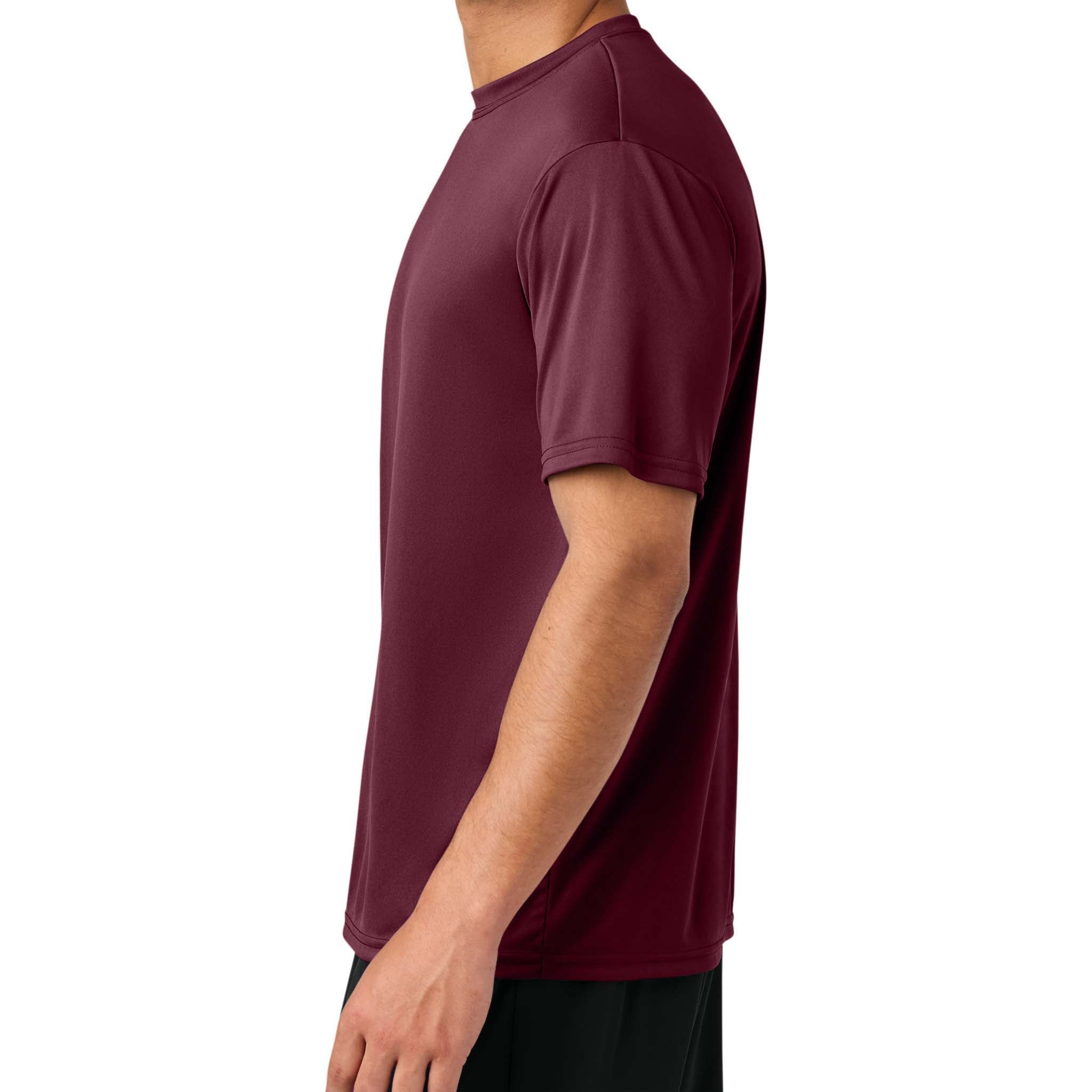 A4 N3142 custom short sleeve t-shirt in cardinal, left side view