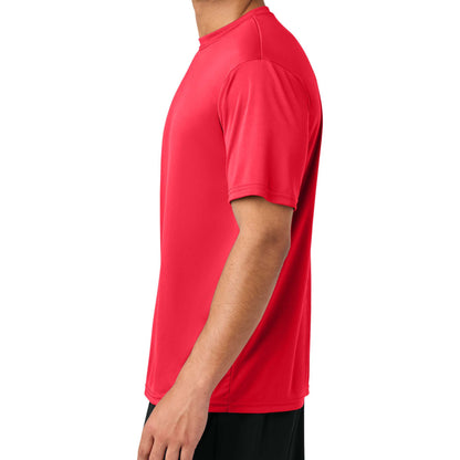 A4 N3142 custom short sleeve t-shirt in coral, left side view