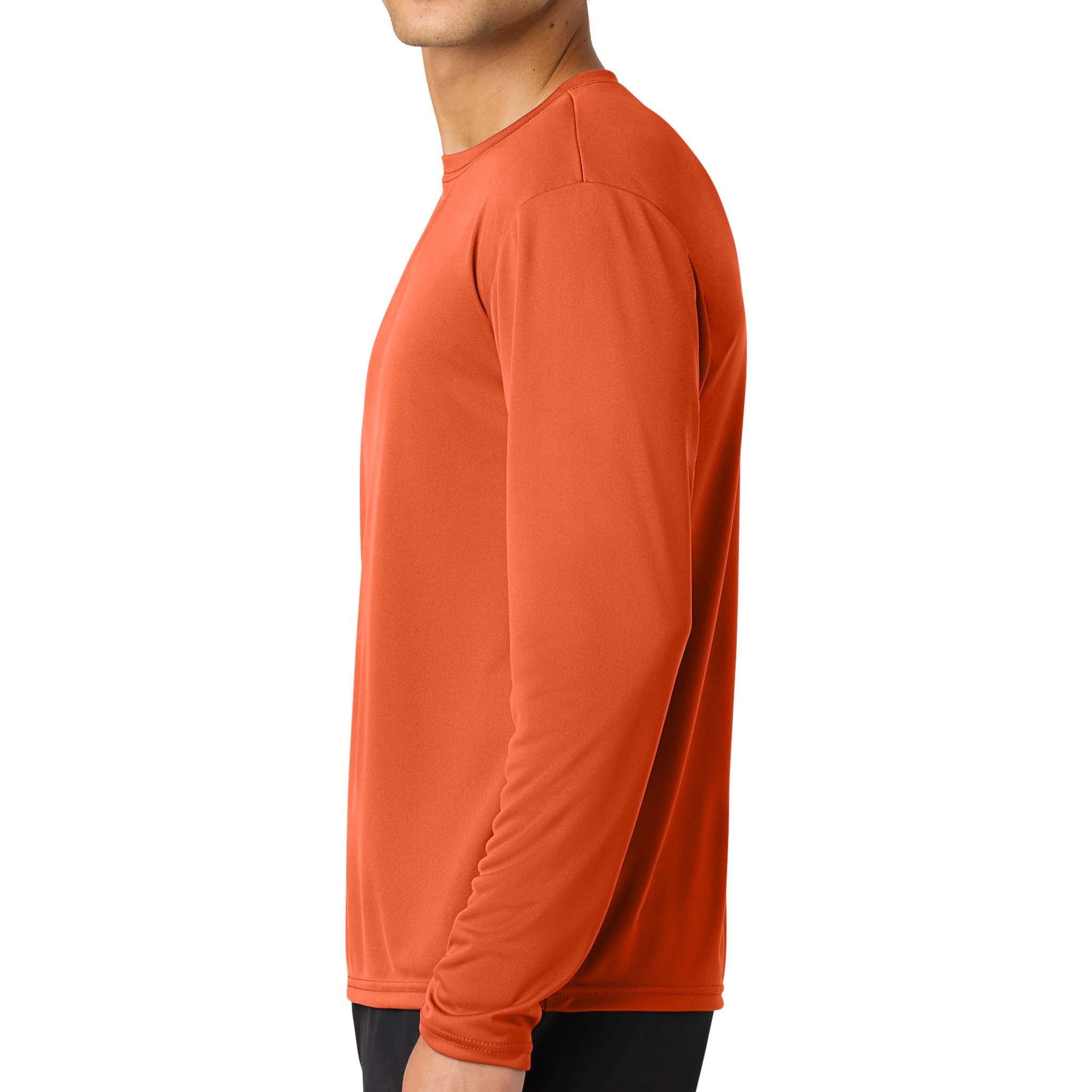 A4 N3165 custom long sleeve t-shirt in athletic orange, left side view