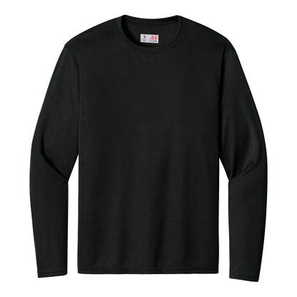 A4 N3165 custom long sleeve t-shirt in black, front view