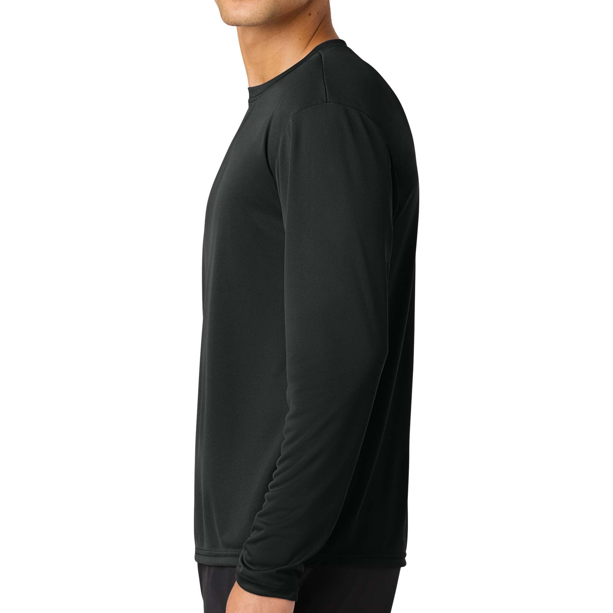 A4 N3165 custom long sleeve t-shirt in black, left side view