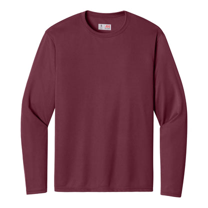 A4 N3165 custom long sleeve t-shirt in cardinal, front view