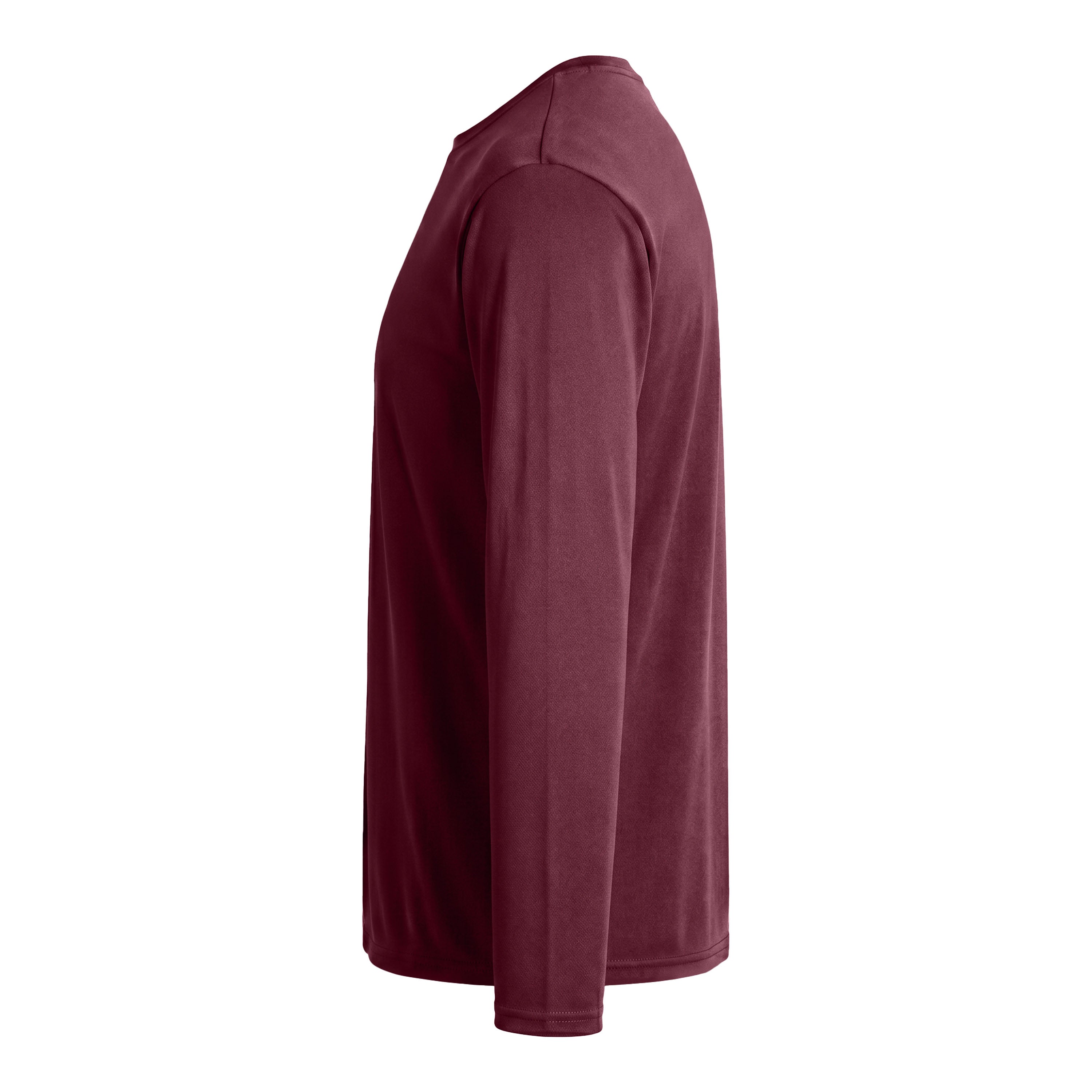 A4 N3165 custom long sleeve t-shirt in cardinal, left side view