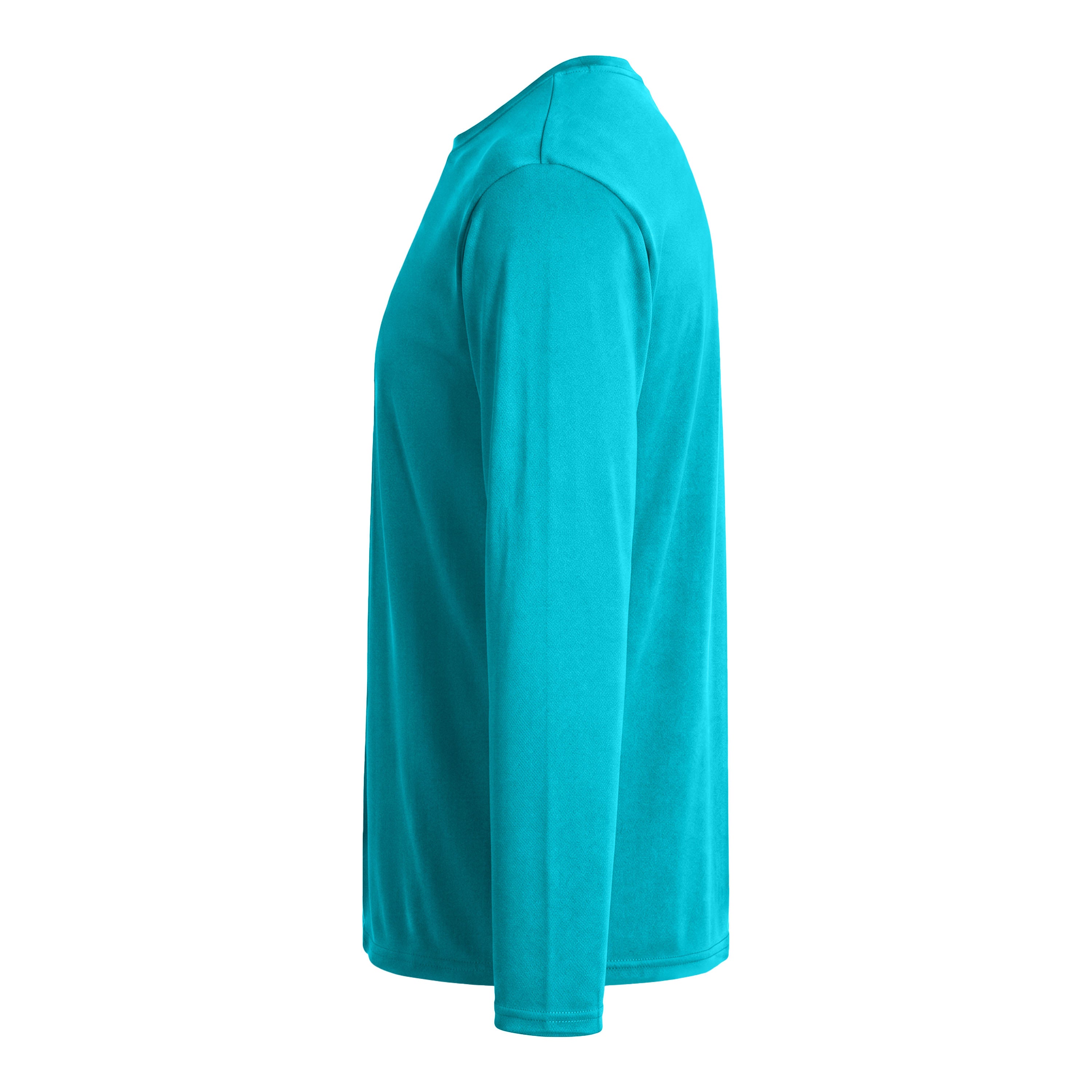 A4 N3165 custom long sleeve t-shirt in electric blue, left side view