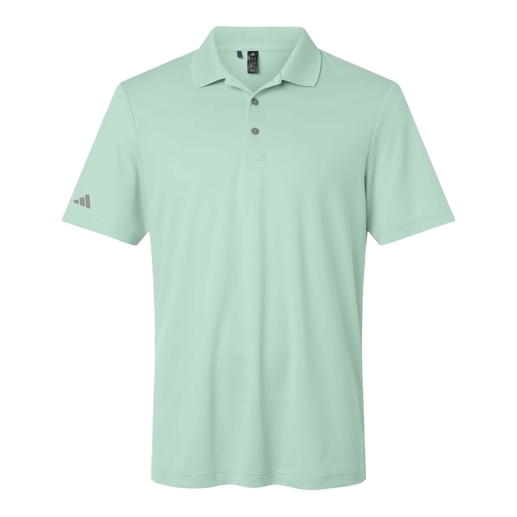 Adidas A230 custom polo in clear mint, front view