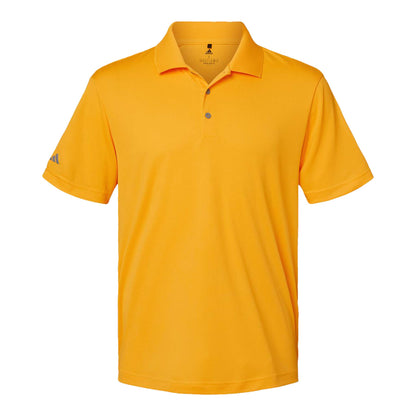 Adidas A230 custom polo in collegiate gold, front view