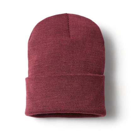 Front view of Atlantis Headwear PURE custom hat in burgundy mélange