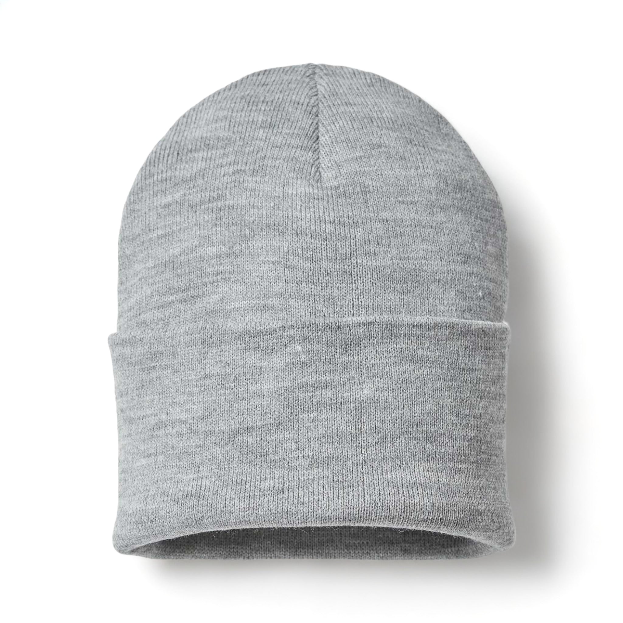 Front view of Atlantis Headwear PURE custom hat in light grey mélange
