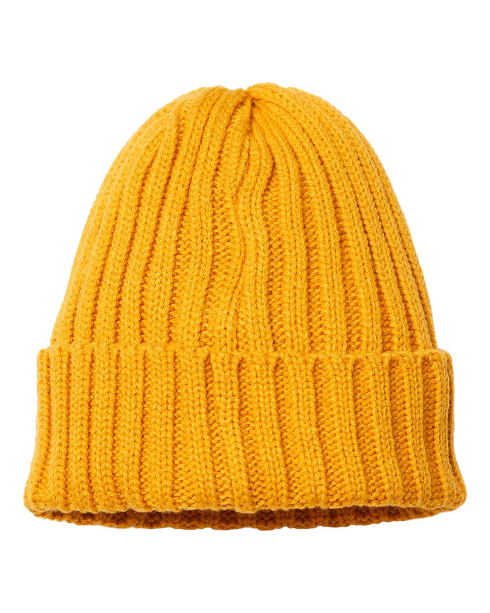 Front view of Atlantis Headwear SHORE custom hat in mustard yellow