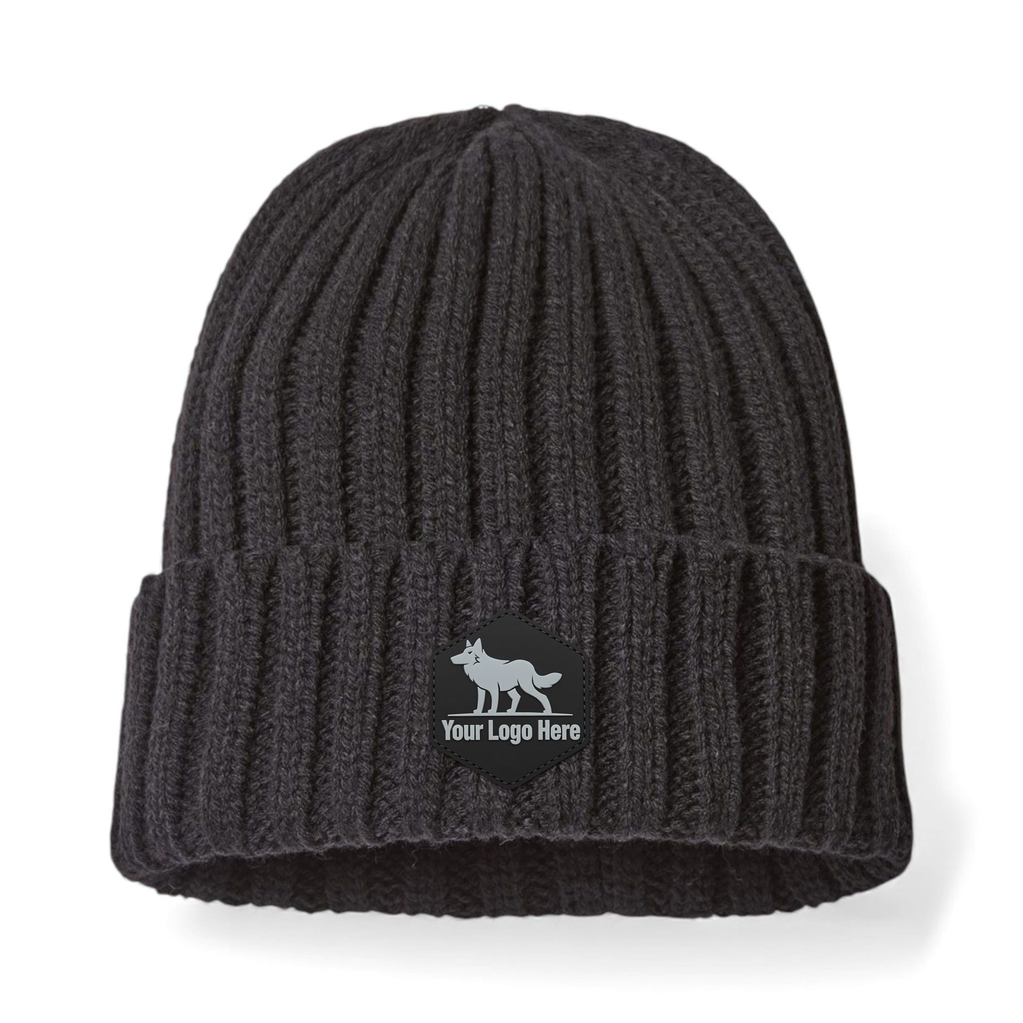 PVC patch preview of Atlantis Headwear SHORE custom hat in black