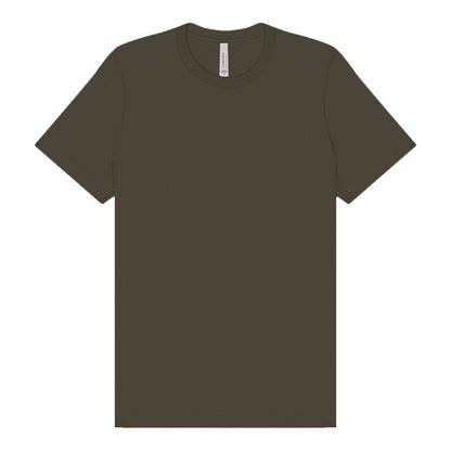 Bella + Canvas 3001 custom short sleeve t-shirt in army, front view