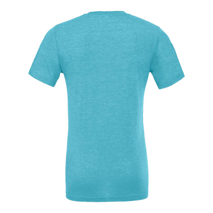 Bella + Canvas 3413 custom short sleeve t-shirt in aqua triblend, back view