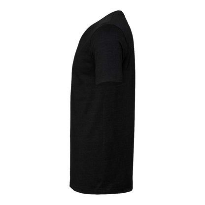 Bella + Canvas 3413 custom short sleeve t-shirt in black heather triblend, left side view