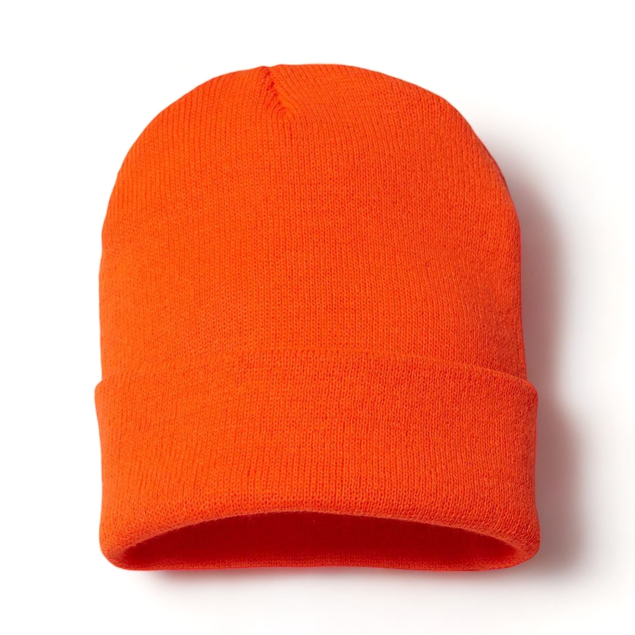 Front view of CAP AMERICA TKN24 custom hat in neon blaze orange