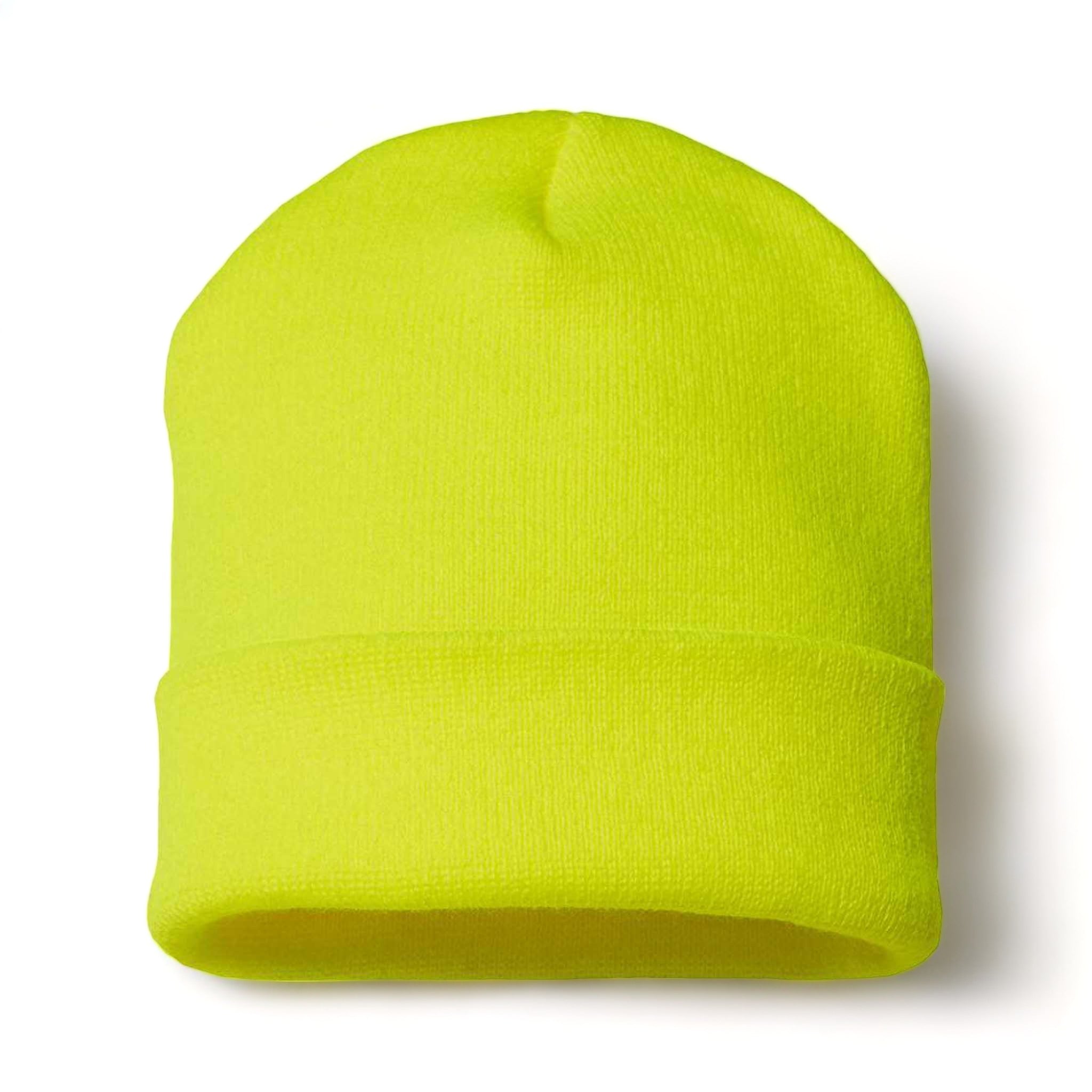 Front view of CAP AMERICA TKN24 custom hat in neon yellow