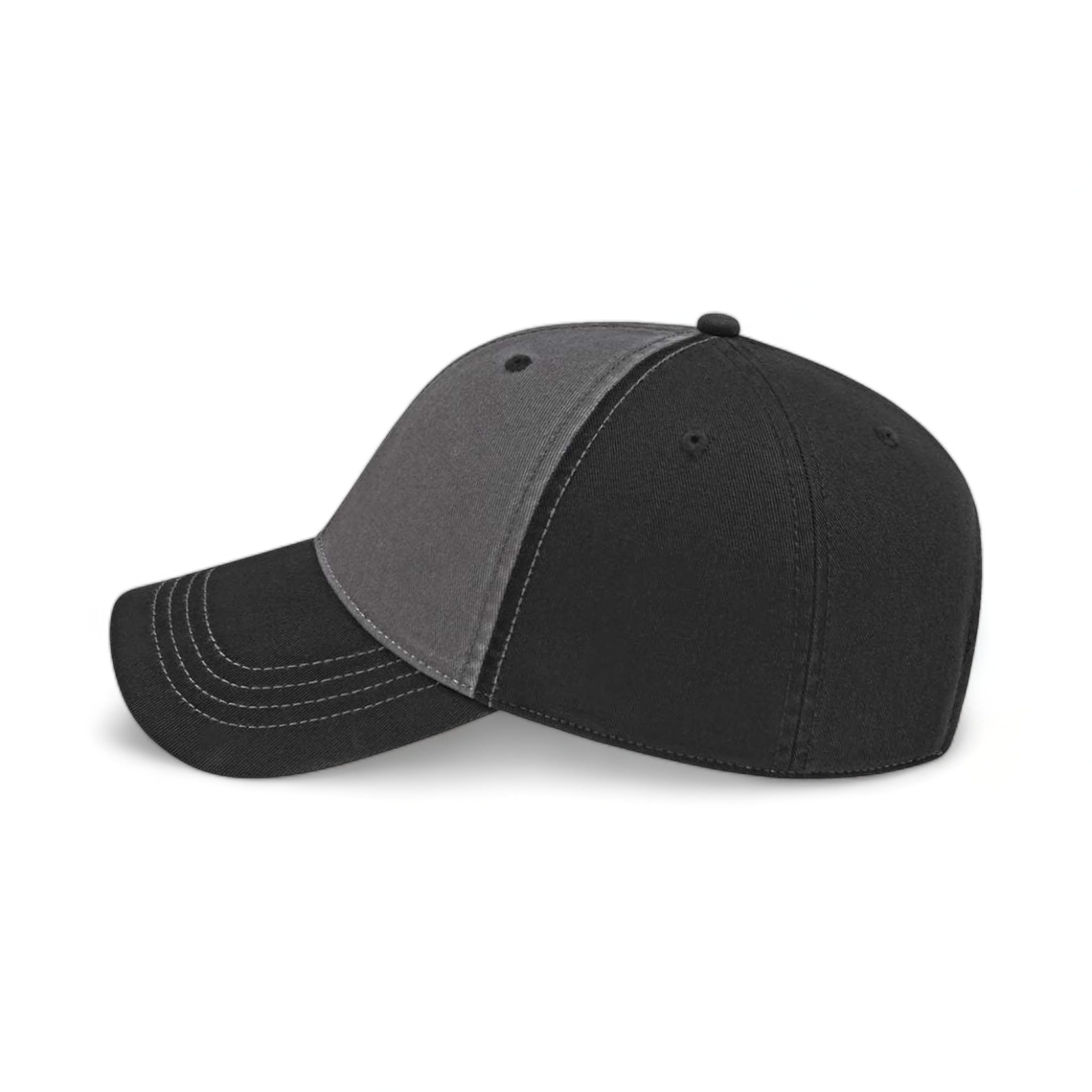 Side view of CAP AMERICA i1002 custom hat in dark grey and black
