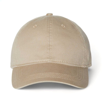 Front view of CAP AMERICA i1002 custom hat in khaki