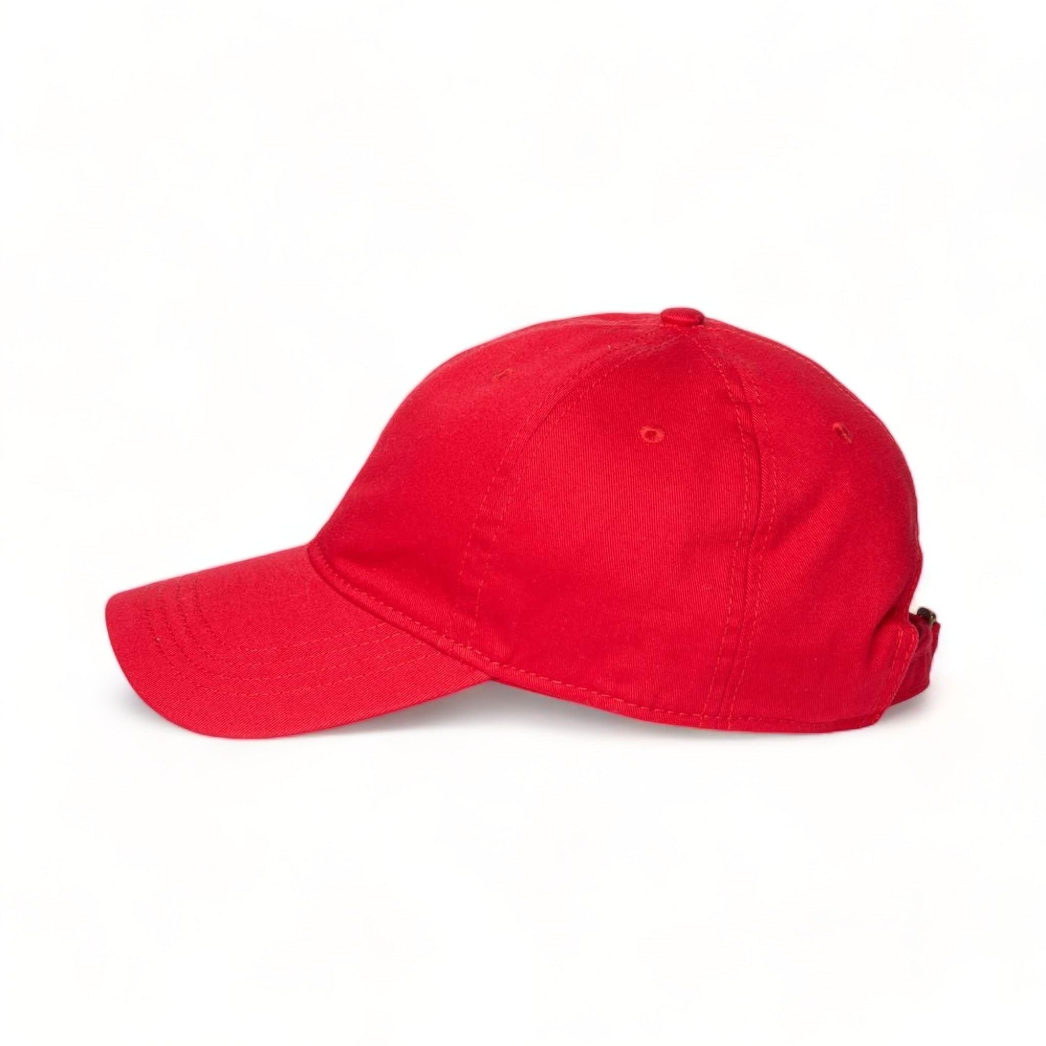 Side view of CAP AMERICA i1002 custom hat in red
