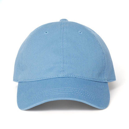 Front view of CAP AMERICA i1002 custom hat in sky blue