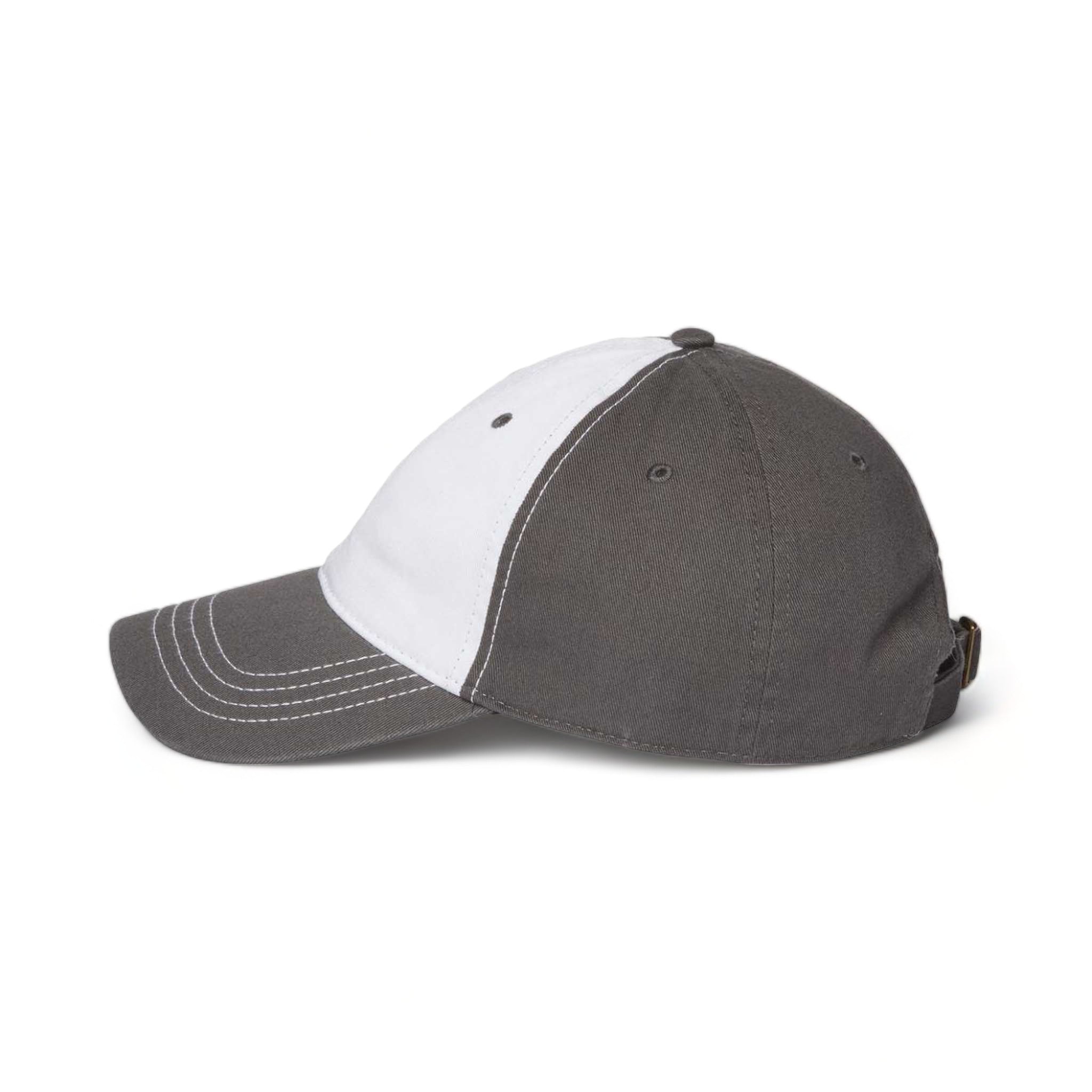 Side view of CAP AMERICA i1002 custom hat in white and dark grey