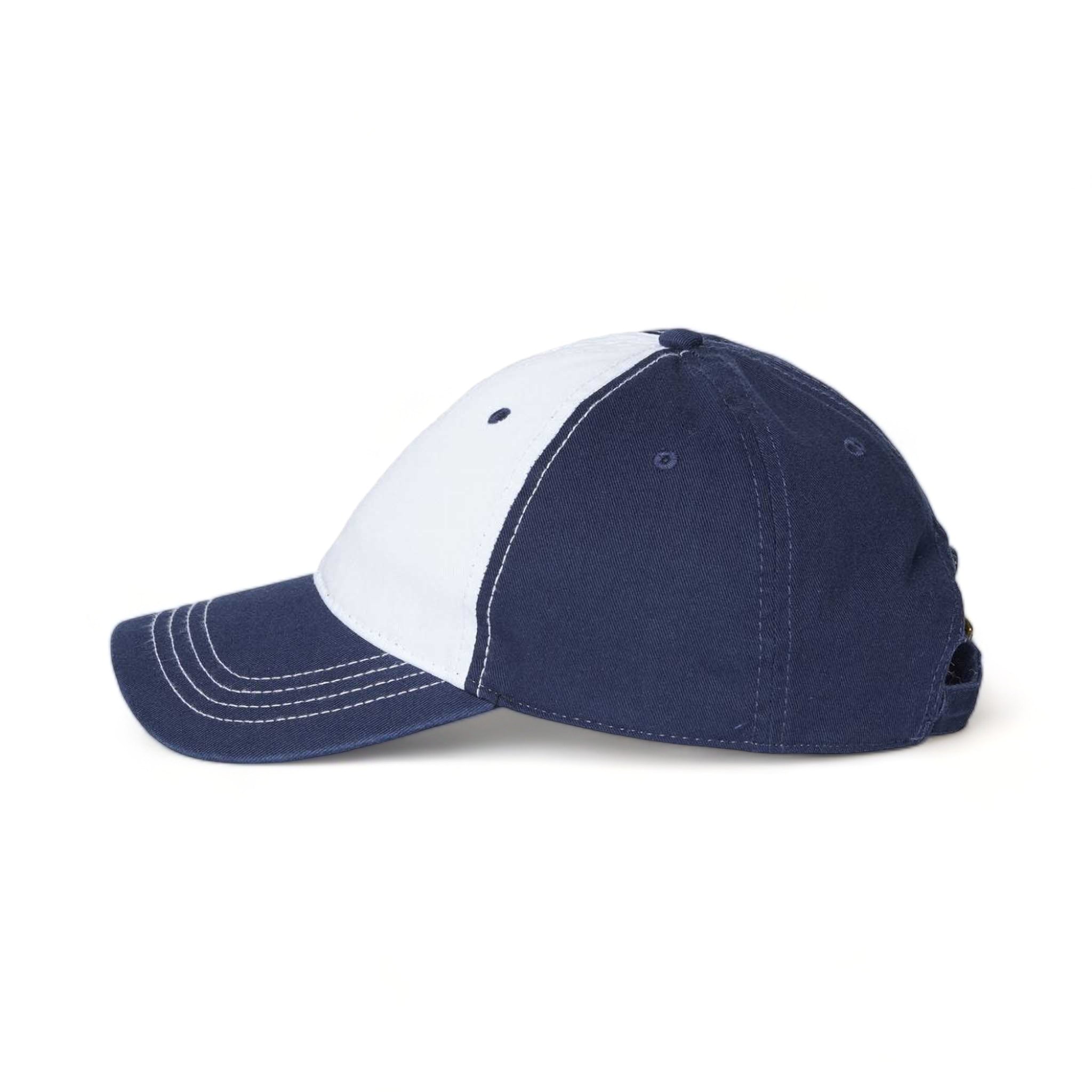 Side view of CAP AMERICA i1002 custom hat in white and light navy
