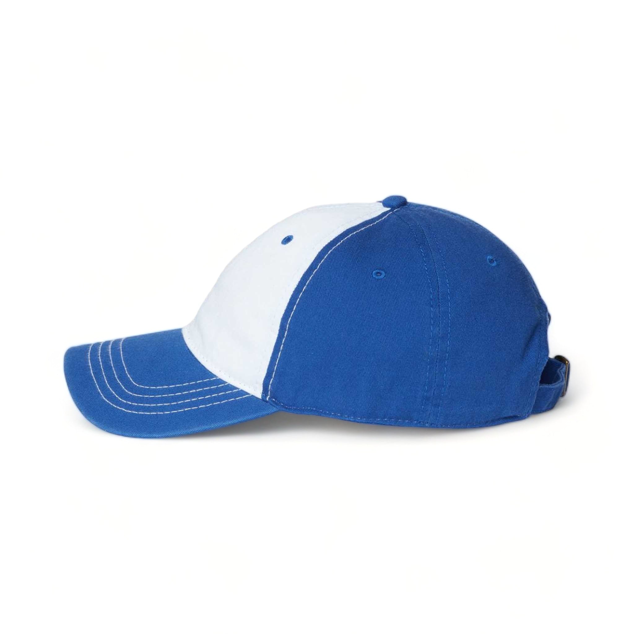 Side view of CAP AMERICA i1002 custom hat in white and royal