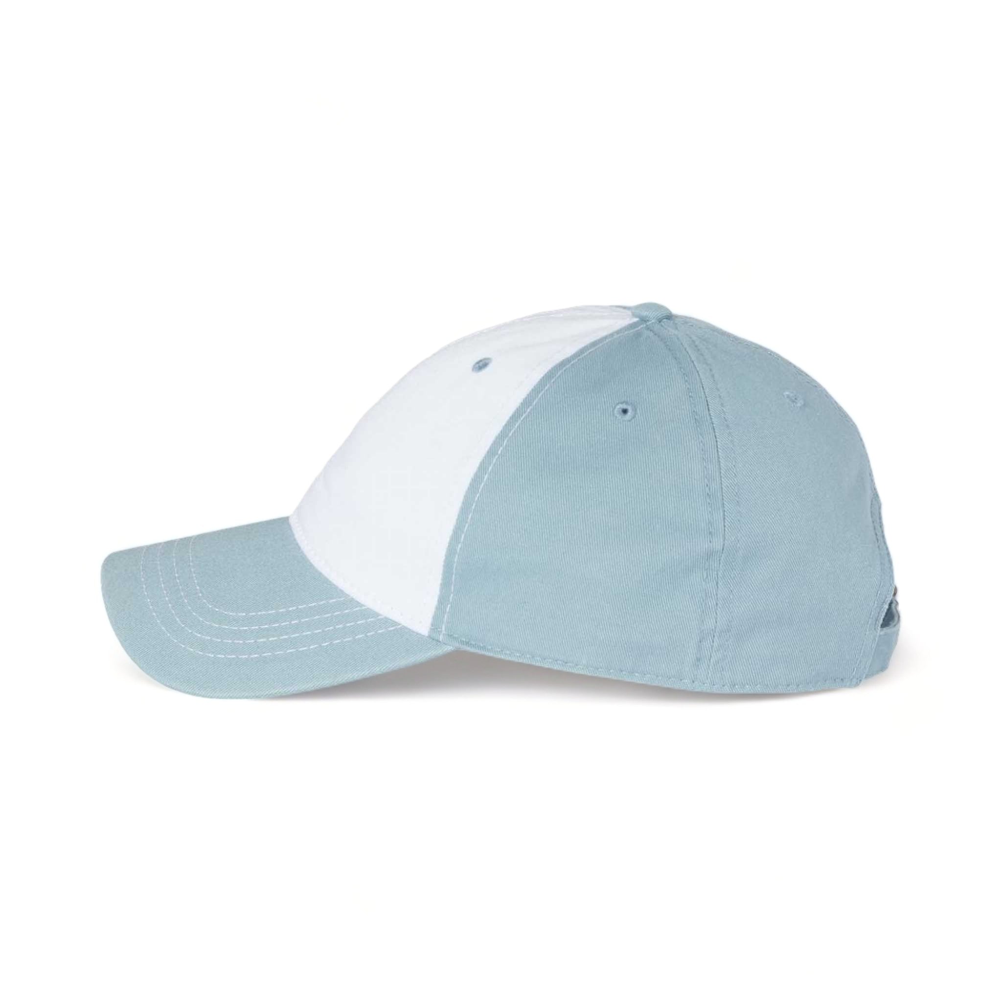 Side view of CAP AMERICA i1002 custom hat in white and smoke blue