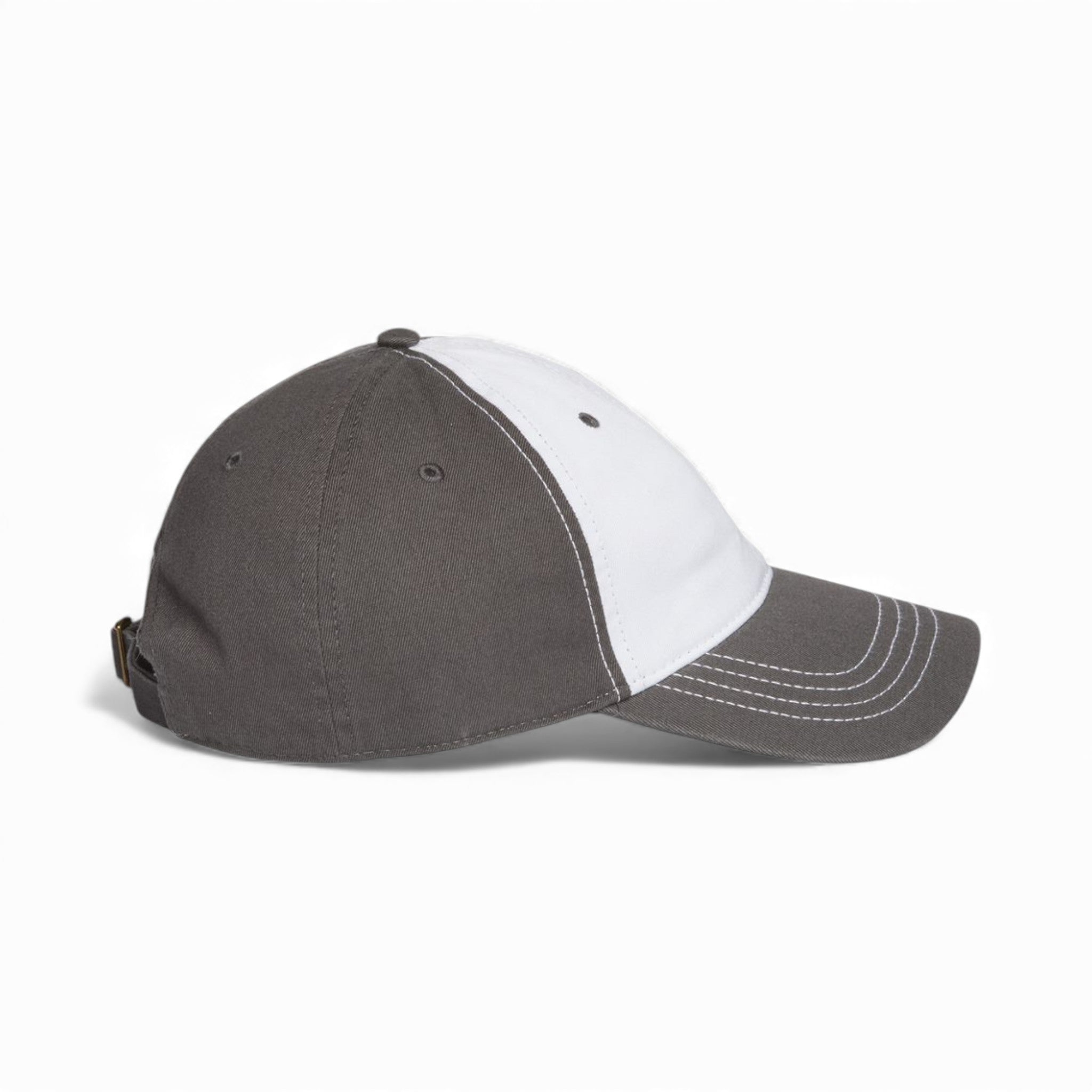 Right side view of Cap America i1002 custom hat in white and dark grey