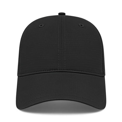 Front view of Cap America i7023 custom hat in black