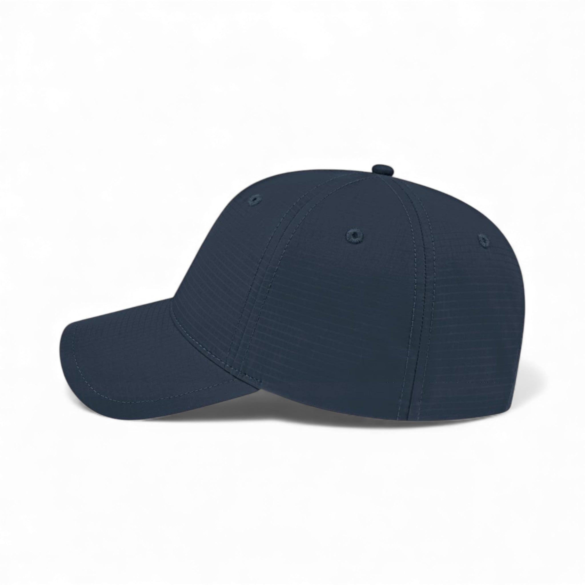 Left side view of Cap America i7023 custom hat in navy