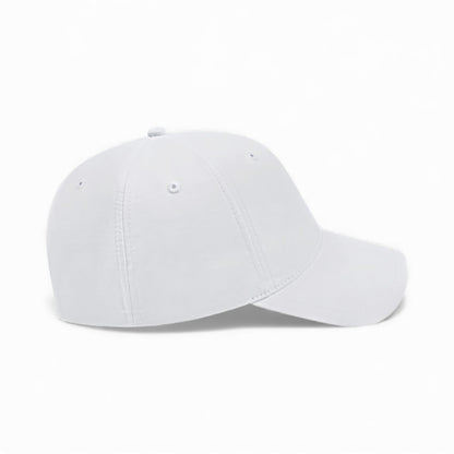 Right side view of Cap America i7023 custom hat in white