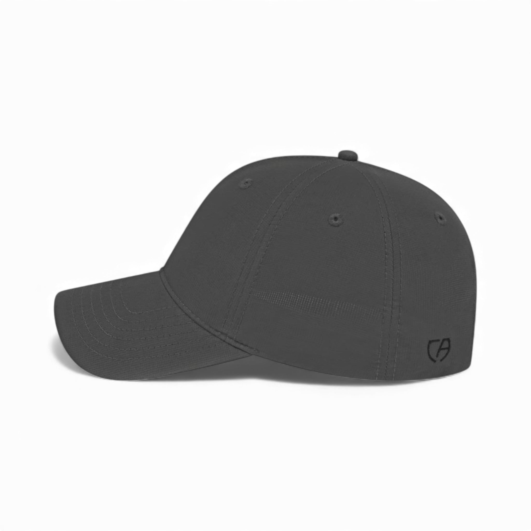 Left side view of Cap America i8522 custom hat in graphite