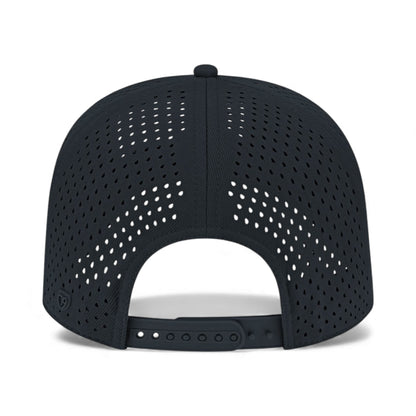 Back view of Cap America i8540 custom hat in black