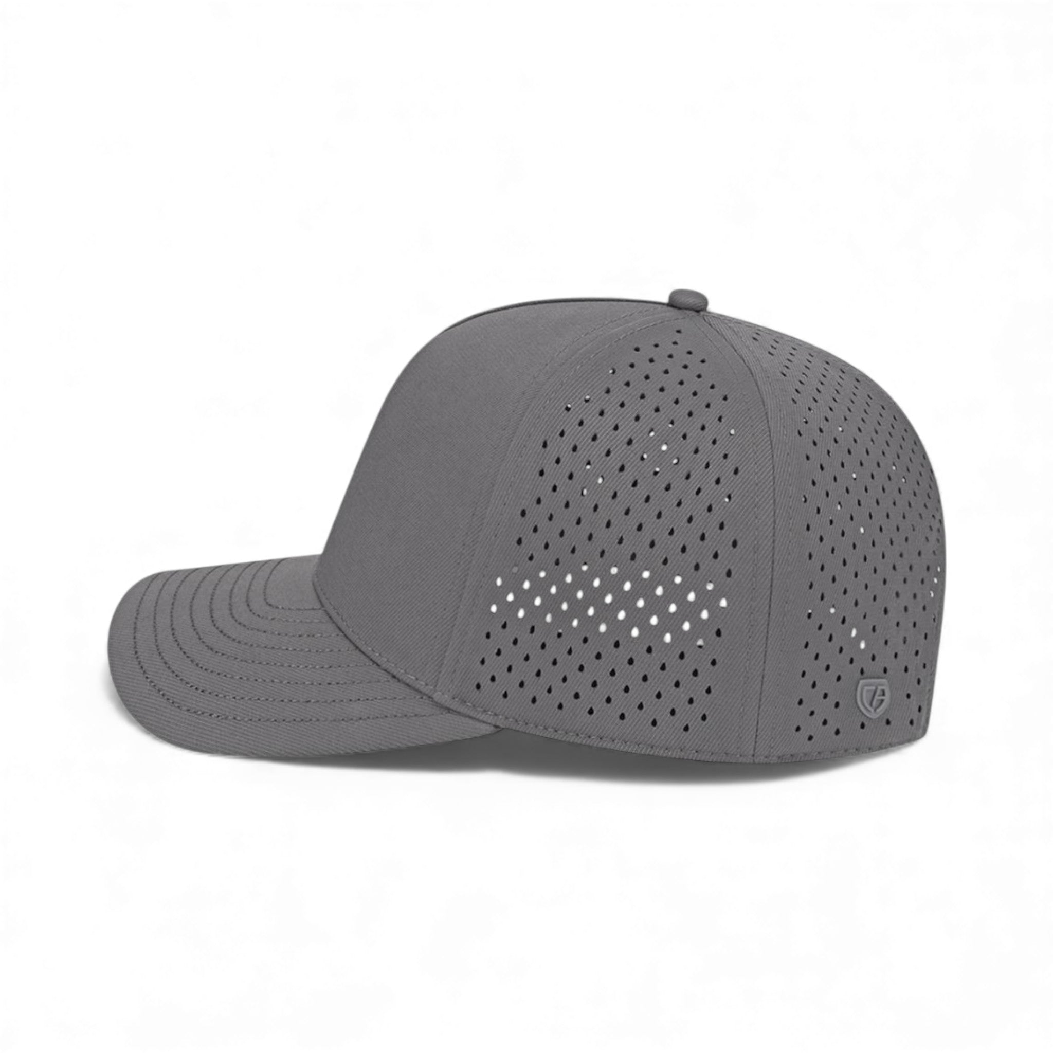 Left side view of Cap America i8540 custom hat in charcoal