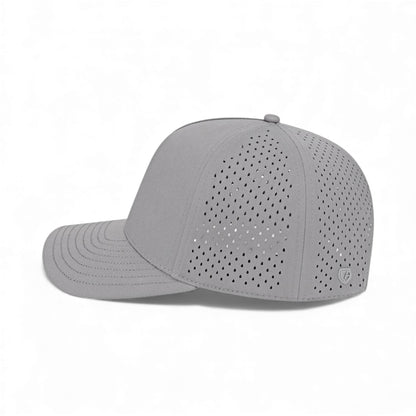 Left side view of Cap America i8540 custom hat in silver
